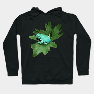 White's Treefrog on Philodendron Leaf Hoodie